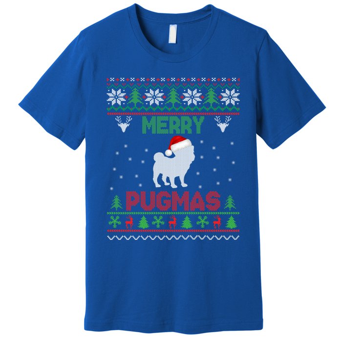 Funny Santa Reindeer Pug Xmas Ugly Christmas Merry Pugmas Gift Premium T-Shirt