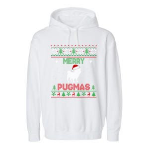 Funny Santa Reindeer Pug Xmas Ugly Christmas Merry Pugmas Gift Garment-Dyed Fleece Hoodie