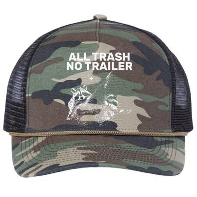 Funny Sarcastic Raccoon All Trash No Trailer Retro Rope Trucker Hat Cap