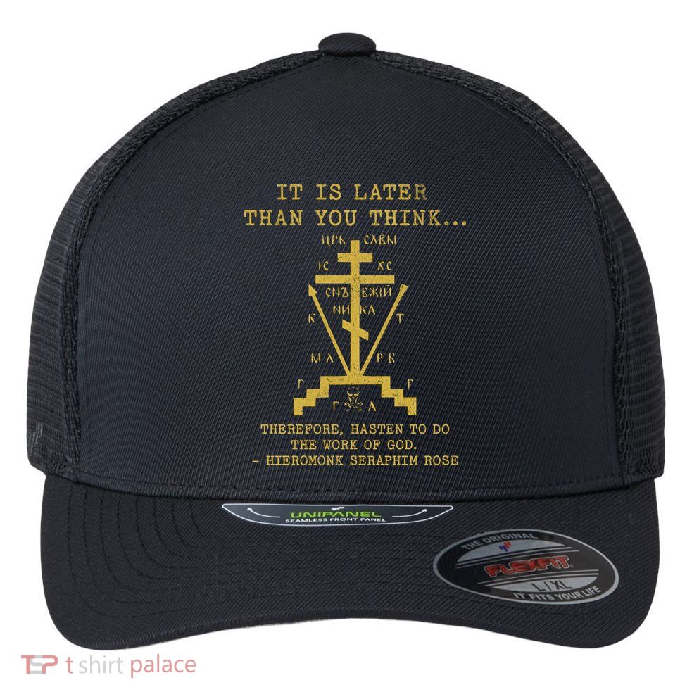 Fr Seraphim Rose Eastern Orthodox Christian Cross Flexfit Unipanel Trucker Cap