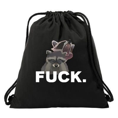 Fuck Sad Raccoon Drawstring Bag