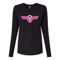 Funny Superhero Ribbon Breast Cancer Awareness Womens Cotton Relaxed Long Sleeve T-Shirt