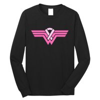 Funny Superhero Ribbon Breast Cancer Awareness Long Sleeve Shirt