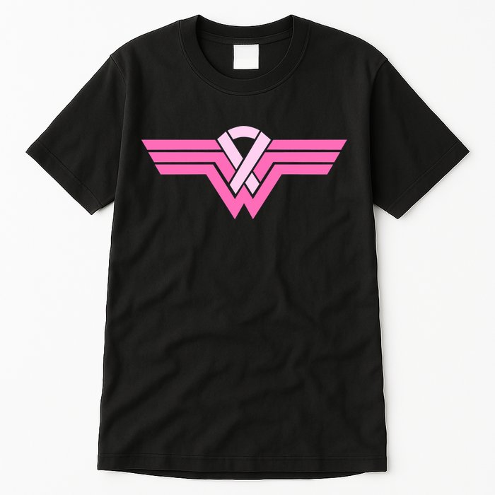 Funny Superhero Ribbon Breast Cancer Awareness Tall T-Shirt