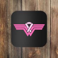 Funny Superhero Ribbon Breast Cancer Awareness Coaster