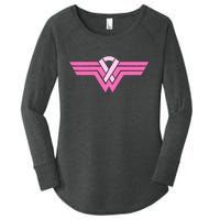 Funny Superhero Ribbon Breast Cancer Awareness Women's Perfect Tri Tunic Long Sleeve Shirt