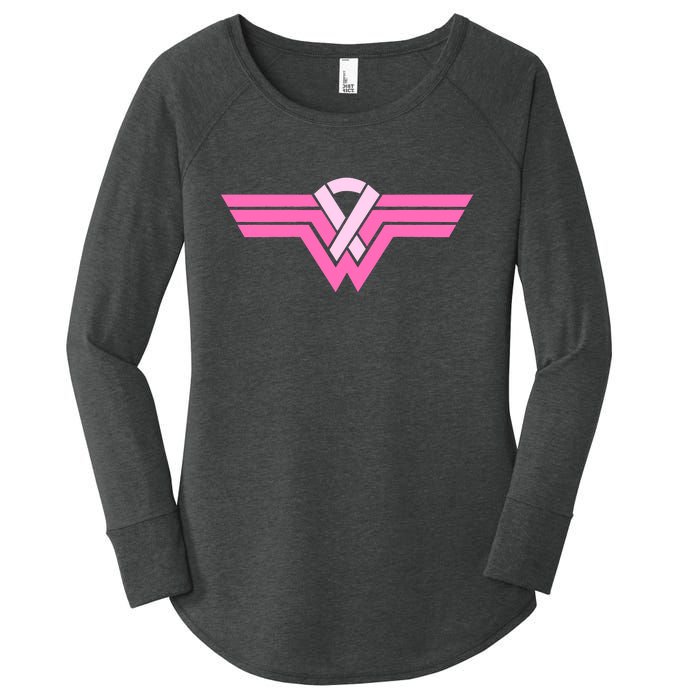 Funny Superhero Ribbon Breast Cancer Awareness Women's Perfect Tri Tunic Long Sleeve Shirt