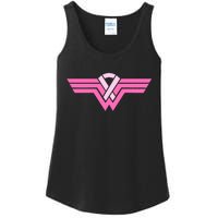 Funny Superhero Ribbon Breast Cancer Awareness Ladies Essential Tank