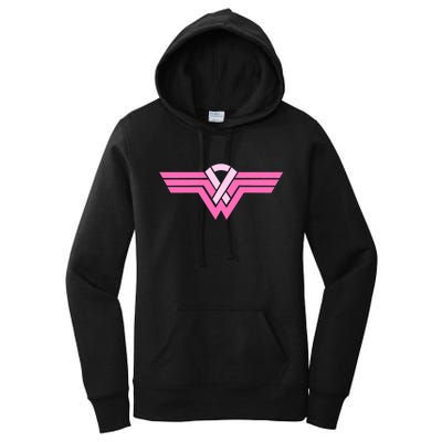 Funny Superhero Ribbon Breast Cancer Awareness Women's Pullover Hoodie