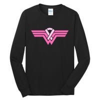 Funny Superhero Ribbon Breast Cancer Awareness Tall Long Sleeve T-Shirt