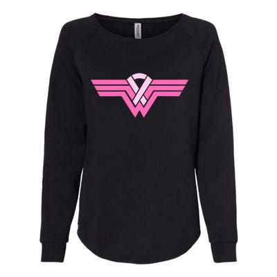 Funny Superhero Ribbon Breast Cancer Awareness Womens California Wash Sweatshirt