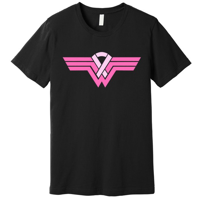 Funny Superhero Ribbon Breast Cancer Awareness Premium T-Shirt