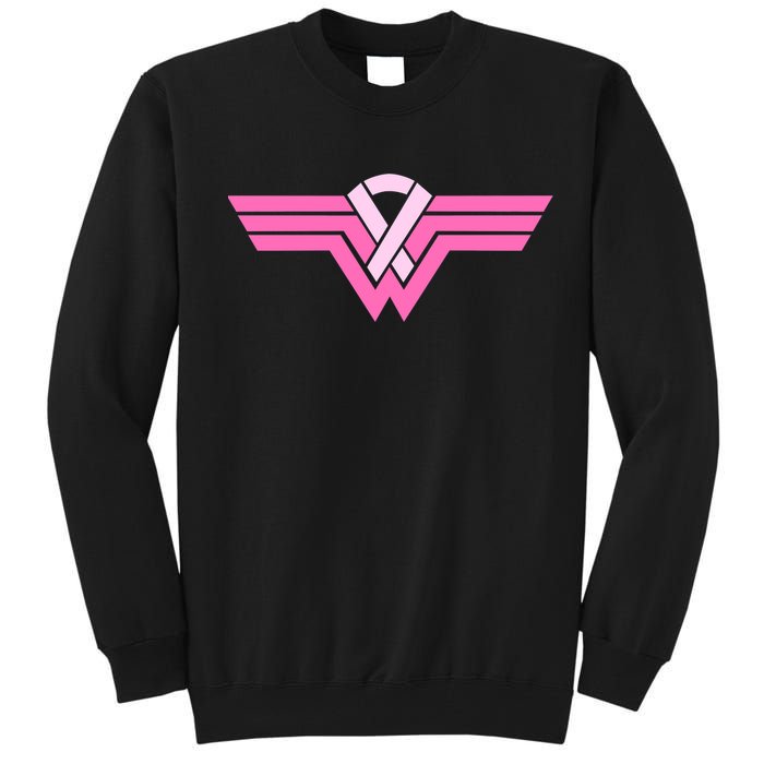 Funny Superhero Ribbon Breast Cancer Awareness Tall Sweatshirt