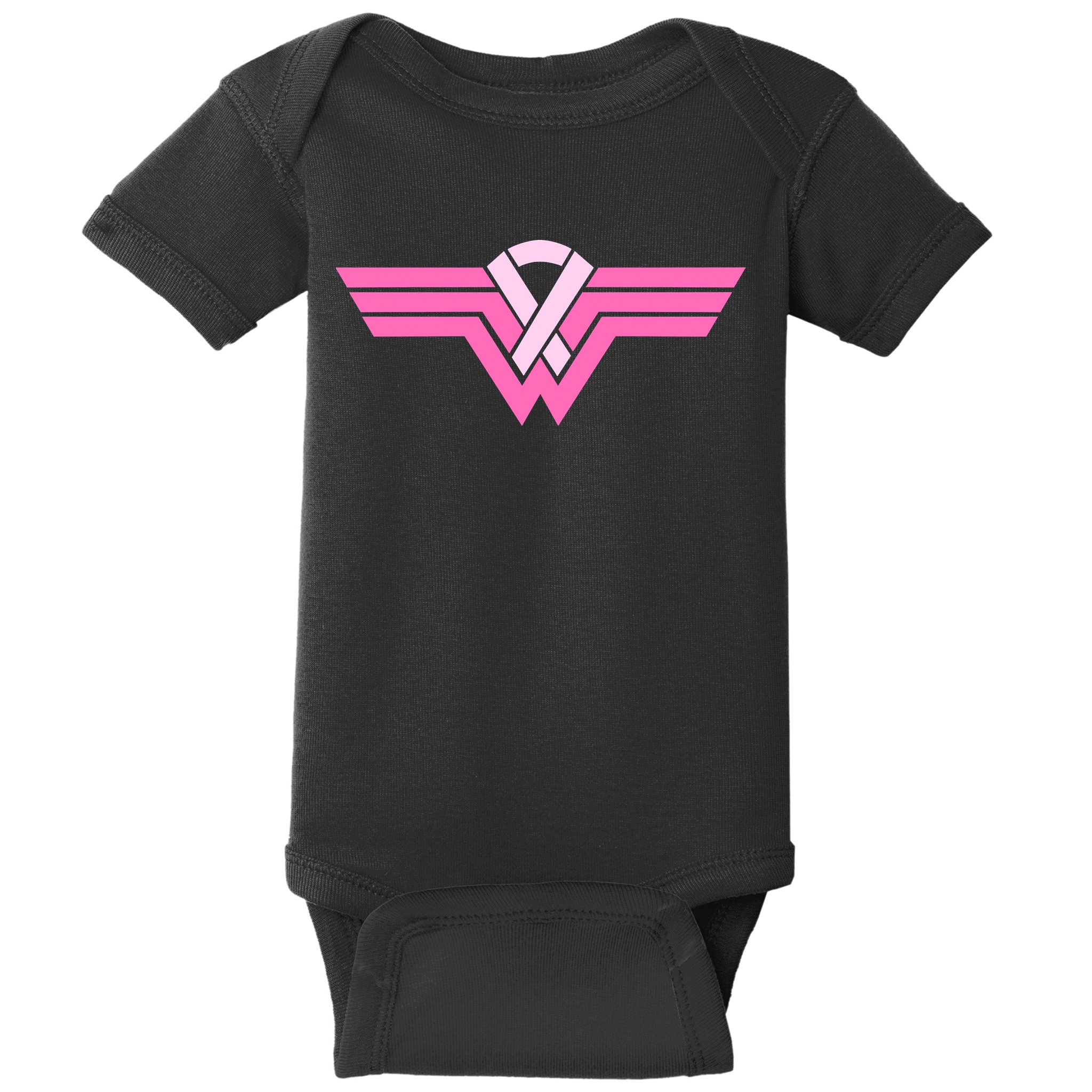 Funny Superhero Ribbon Breast Cancer Awareness Baby Bodysuit