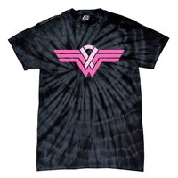 Funny Superhero Ribbon Breast Cancer Awareness Tie-Dye T-Shirt