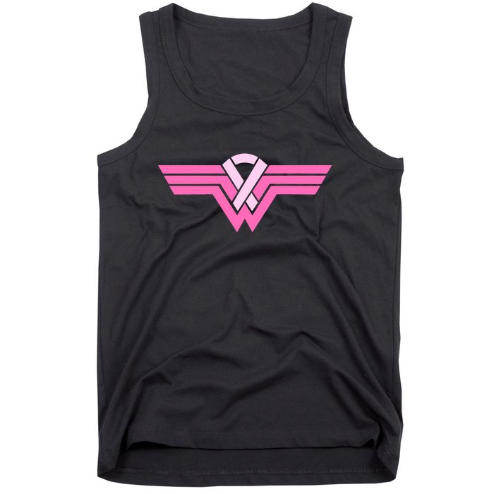 Funny Superhero Ribbon Breast Cancer Awareness Tank Top