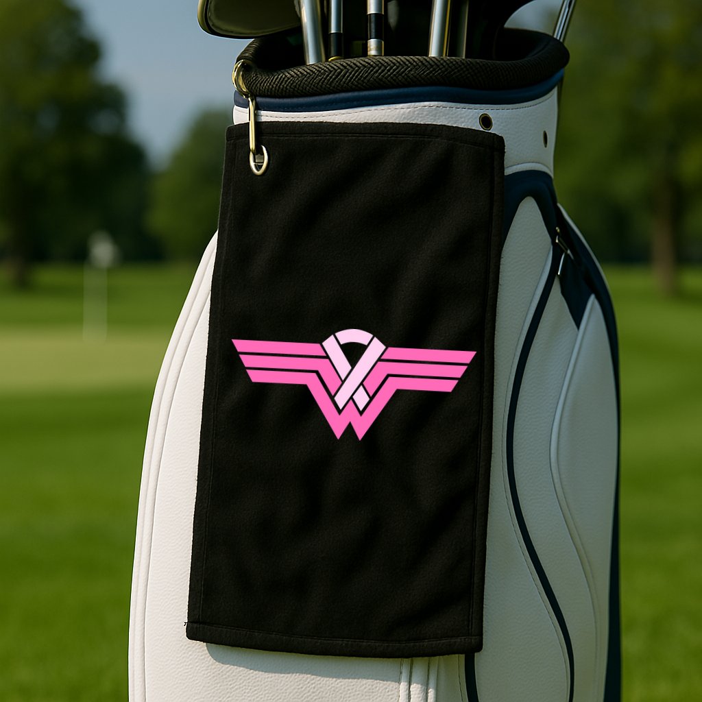 Funny Superhero Ribbon Breast Cancer Awareness Golf Towel