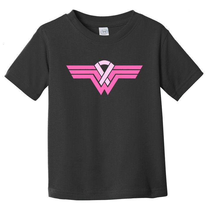 Funny Superhero Ribbon Breast Cancer Awareness Toddler T-Shirt