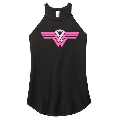 Funny Superhero Ribbon Breast Cancer Awareness Women's Perfect Tri Rocker Tank