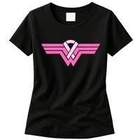 Funny Superhero Ribbon Breast Cancer Awareness Women's T-Shirt