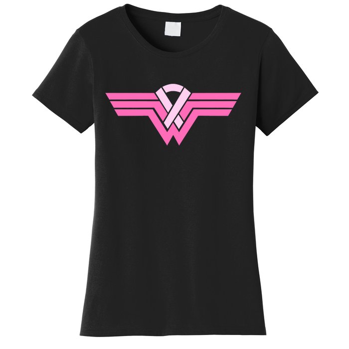 Funny Superhero Ribbon Breast Cancer Awareness Women's T-Shirt