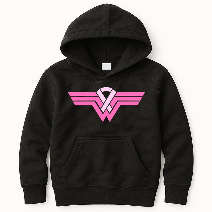 Funny Superhero Ribbon Breast Cancer Awareness Kids Hoodie