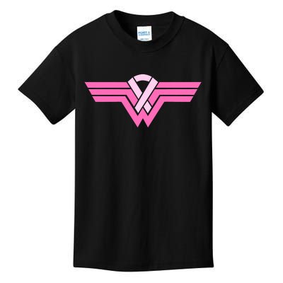 Funny Superhero Ribbon Breast Cancer Awareness Kids T-Shirt