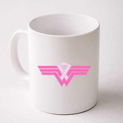 Funny Superhero Ribbon Breast Cancer Awareness Coffee Mug