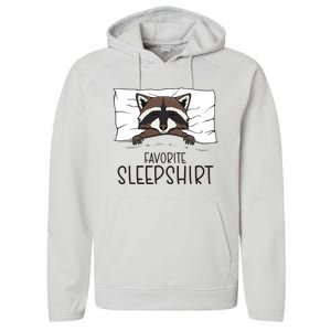 Favorite Sleepshirt Racoon Napping Raccoon Pajama Performance Fleece Hoodie