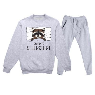 Favorite Sleepshirt Racoon Napping Raccoon Pajama Premium Crewneck Sweatsuit Set