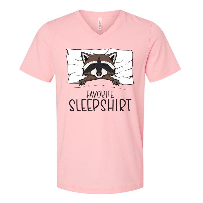 Favorite Sleepshirt Racoon Napping Raccoon Pajama V-Neck T-Shirt