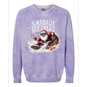 Funny Skibid.I Rizzmas Funny Santa Claus Skating Board Xmas Colorblast Crewneck Sweatshirt