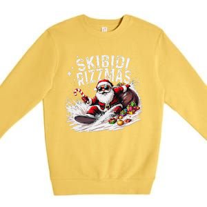 Funny Skibid.I Rizzmas Funny Santa Claus Skating Board Xmas Premium Crewneck Sweatshirt