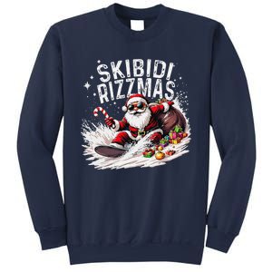 Funny Skibid.I Rizzmas Funny Santa Claus Skating Board Xmas Sweatshirt