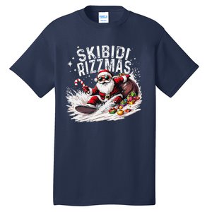 Funny Skibid.I Rizzmas Funny Santa Claus Skating Board Xmas Tall T-Shirt