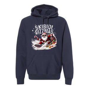 Funny Skibid.I Rizzmas Funny Santa Claus Skating Board Xmas Premium Hoodie