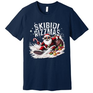 Funny Skibid.I Rizzmas Funny Santa Claus Skating Board Xmas Premium T-Shirt