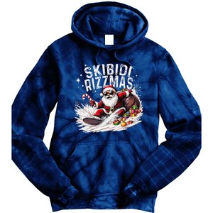 Funny Skibid.I Rizzmas Funny Santa Claus Skating Board Xmas Tie Dye Hoodie