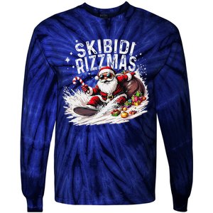 Funny Skibid.I Rizzmas Funny Santa Claus Skating Board Xmas Tie-Dye Long Sleeve Shirt