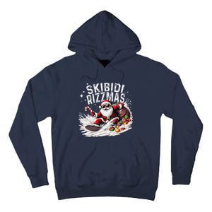 Funny Skibid.I Rizzmas Funny Santa Claus Skating Board Xmas Tall Hoodie