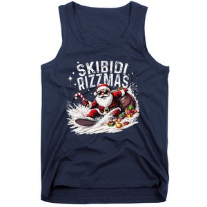 Funny Skibid.I Rizzmas Funny Santa Claus Skating Board Xmas Tank Top