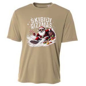 Funny Skibid.I Rizzmas Funny Santa Claus Skating Board Xmas Cooling Performance Crew T-Shirt