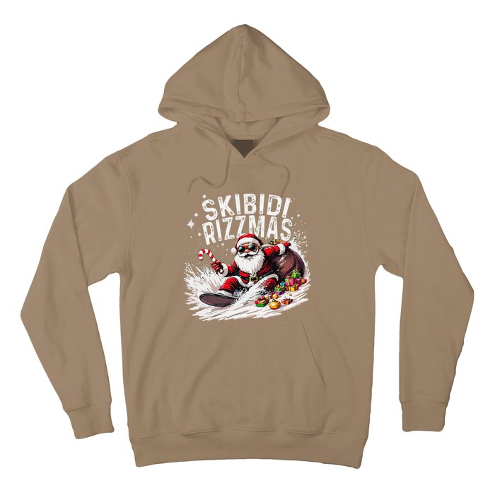 Funny Skibid.I Rizzmas Funny Santa Claus Skating Board Xmas Hoodie