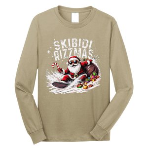 Funny Skibid.I Rizzmas Funny Santa Claus Skating Board Xmas Long Sleeve Shirt