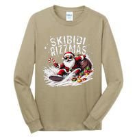 Funny Skibid.I Rizzmas Funny Santa Claus Skating Board Xmas Tall Long Sleeve T-Shirt