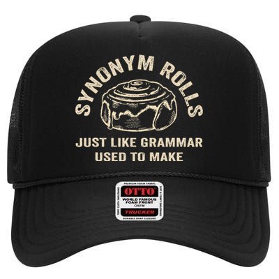 Funny Synonym Rolls Joke Cinnamon Rolls Grammar Pun Teacher High Crown Mesh Back Trucker Hat