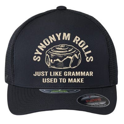 Funny Synonym Rolls Joke Cinnamon Rolls Grammar Pun Teacher Flexfit Unipanel Trucker Cap