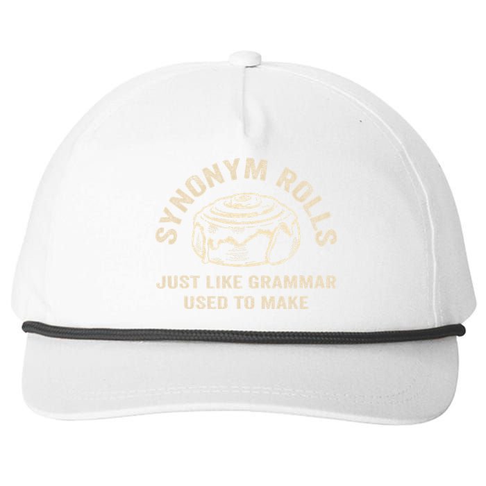 Funny Synonym Rolls Joke Cinnamon Rolls Grammar Pun Teacher Snapback Five-Panel Rope Hat