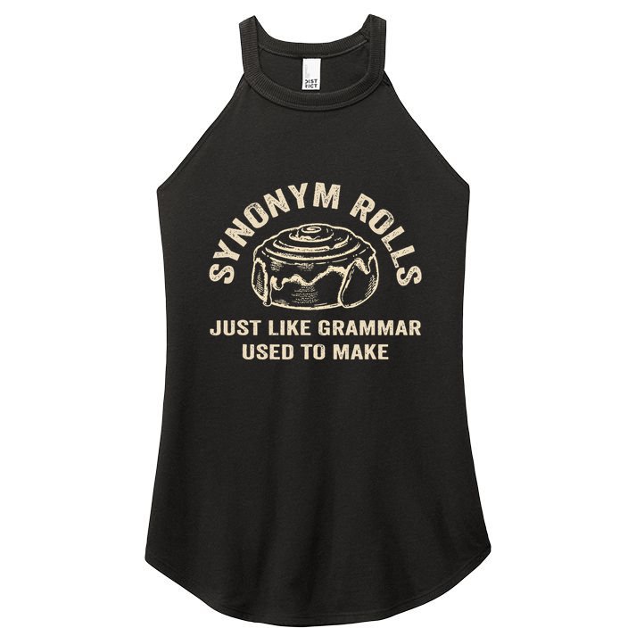 Funny Synonym Rolls Joke Cinnamon Rolls Grammar Pun Teacher Women's Perfect Tri Rocker Tank