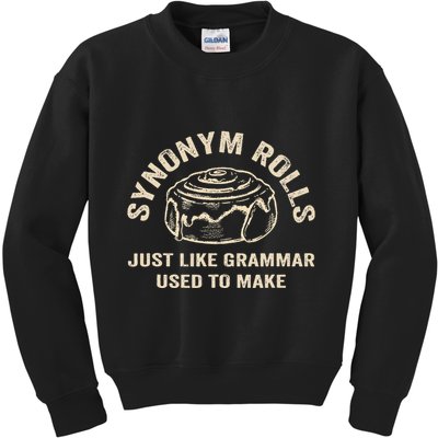 Funny Synonym Rolls Joke Cinnamon Rolls Grammar Pun Teacher Kids Sweatshirt